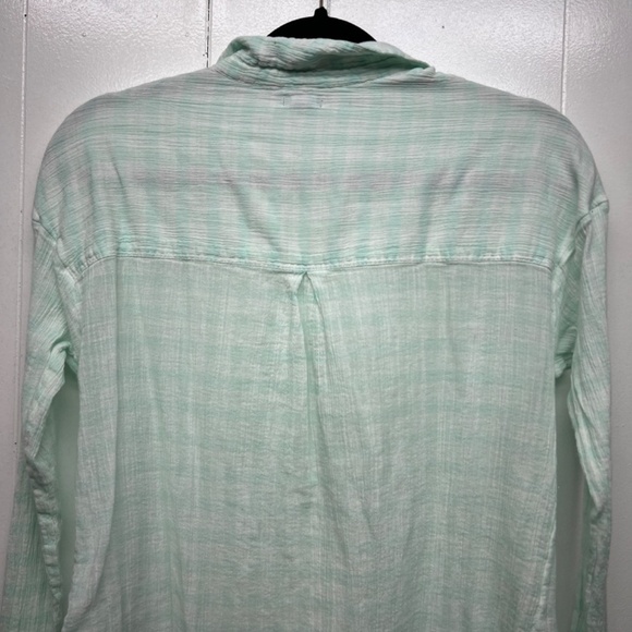 Aerie Cool Mint Green 1/2 Button Women's Gauzy Cotton Tunic Shirt Size Medium - Picture 7 of 11